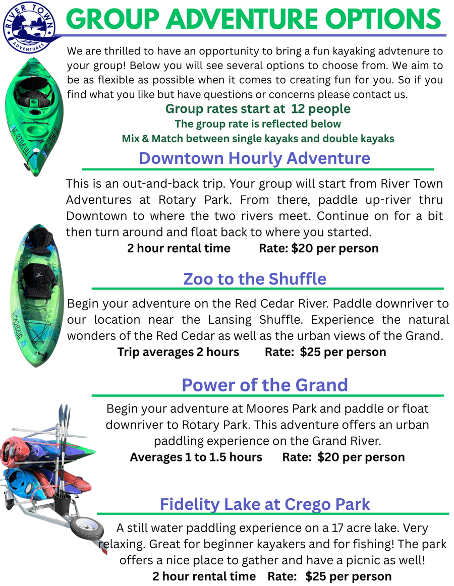 River Town Adventures group adventure options and rates